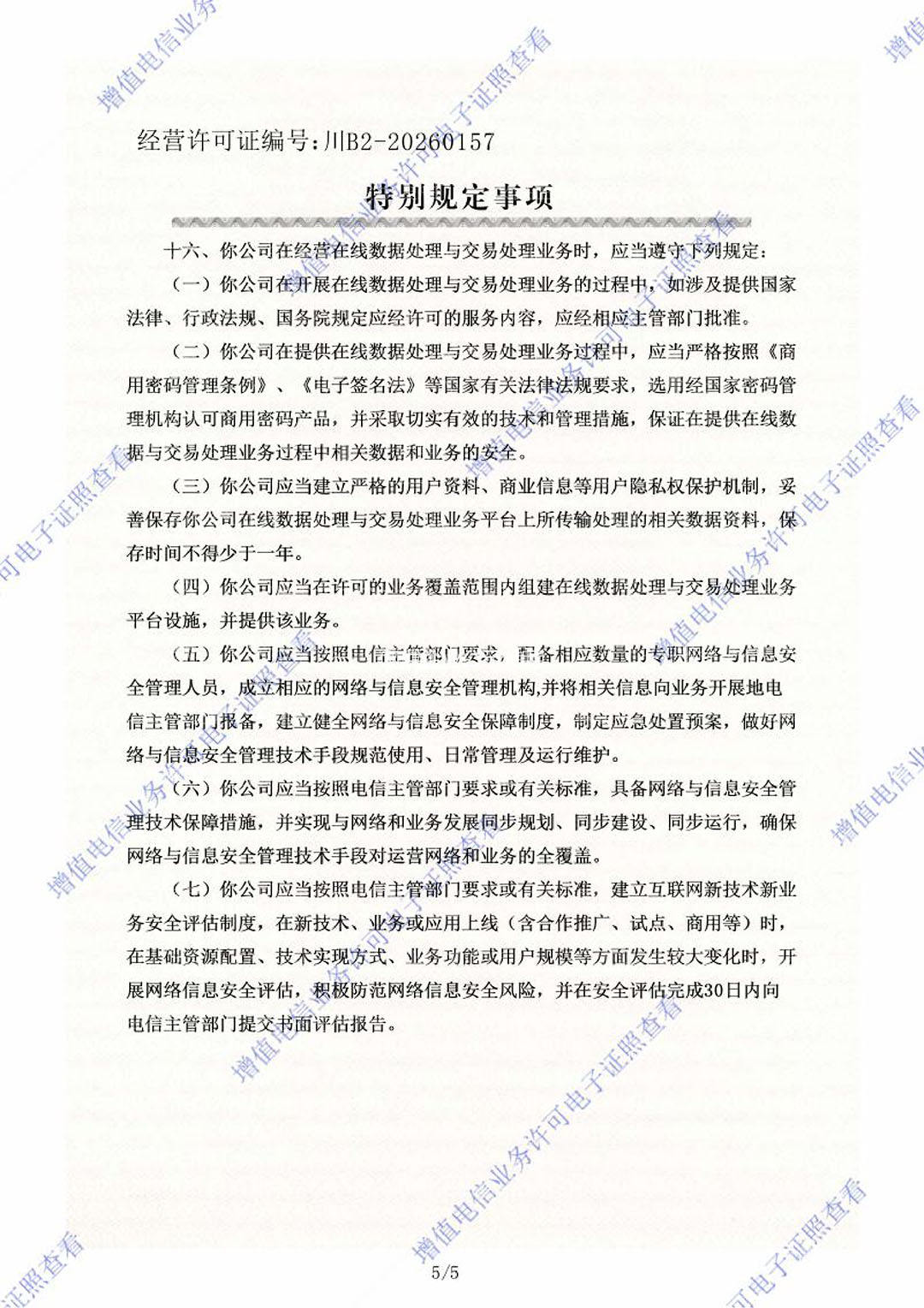 特别规定事项 第5页